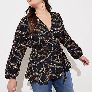 Loft Flower Garland Wrap Blouse